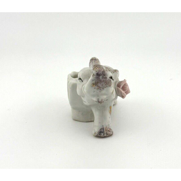 Tooth Pick Holder Vintage Cute Elephant With Trunk Up Good Luck Japan - Picture 3 of 11